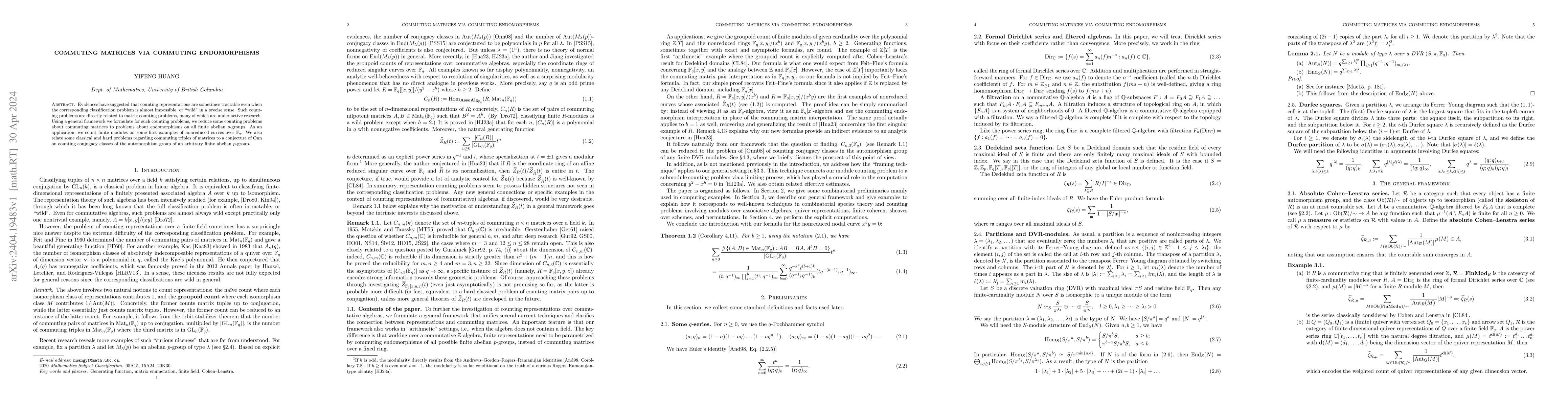 Thumbnail for Commuting matrices via commuting endomorphisms