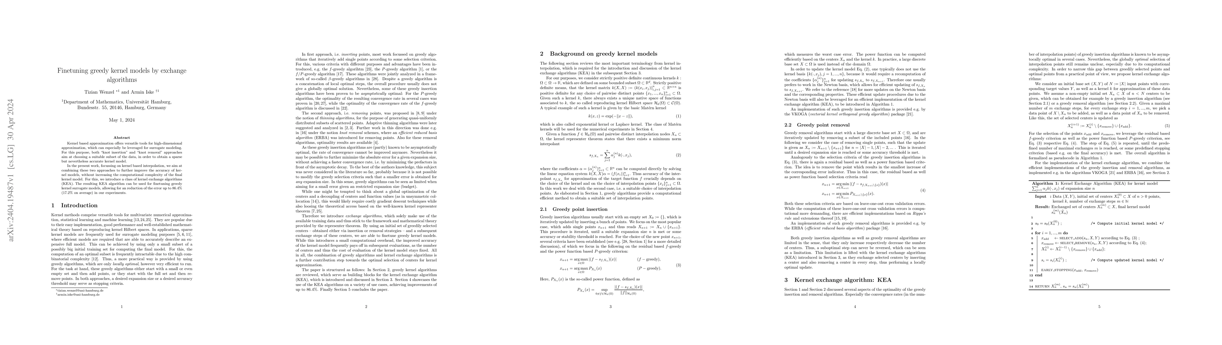 Thumbnail for Finetuning greedy kernel models by exchange algorithms