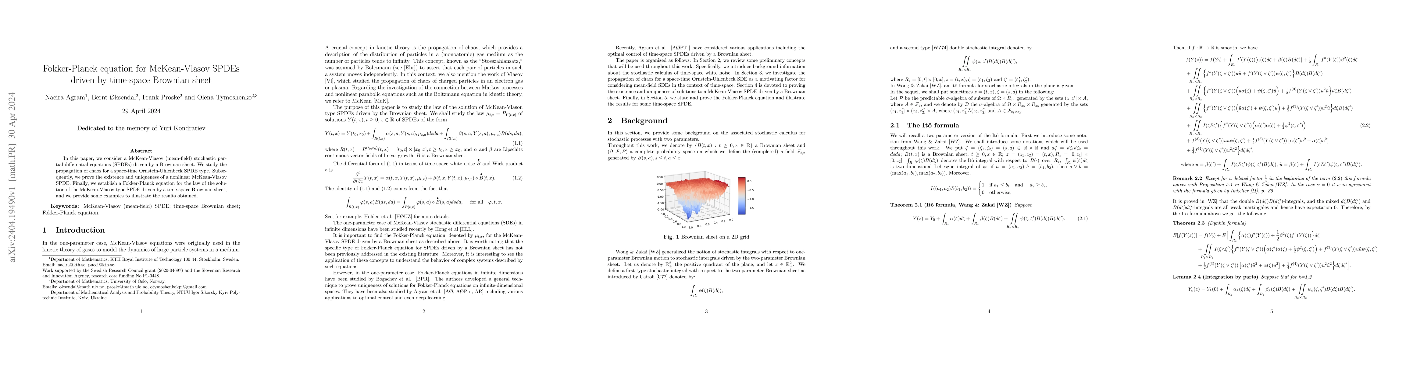 Thumbnail for Fokker-Planck equation for McKean-Vlasov SPDEs driven by time-space
  Brownian sheet
