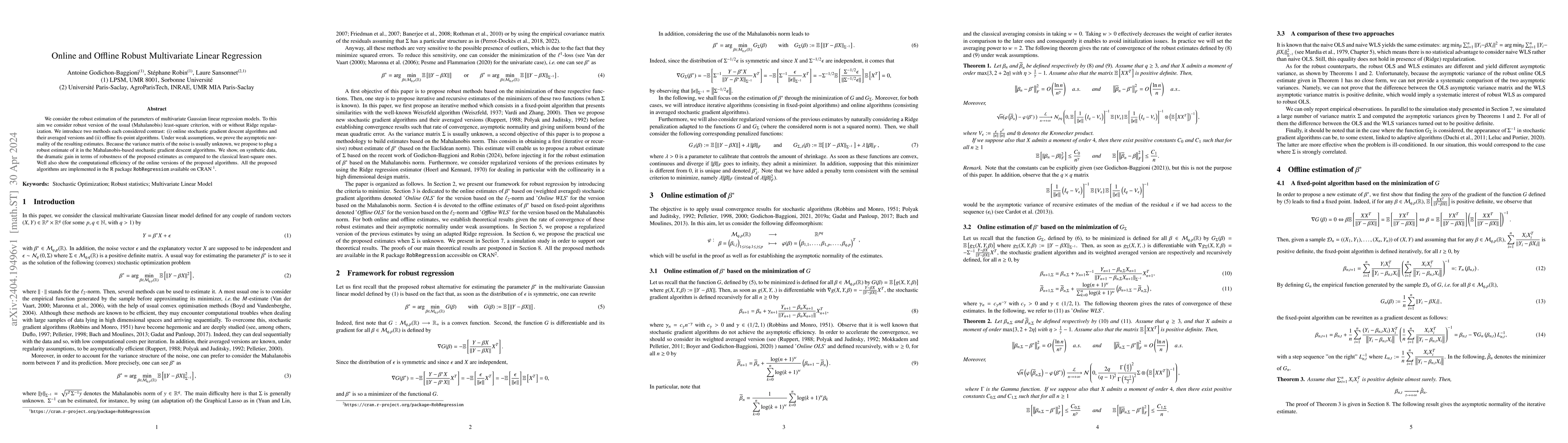 Thumbnail for Online and Offline Robust Multivariate Linear Regression