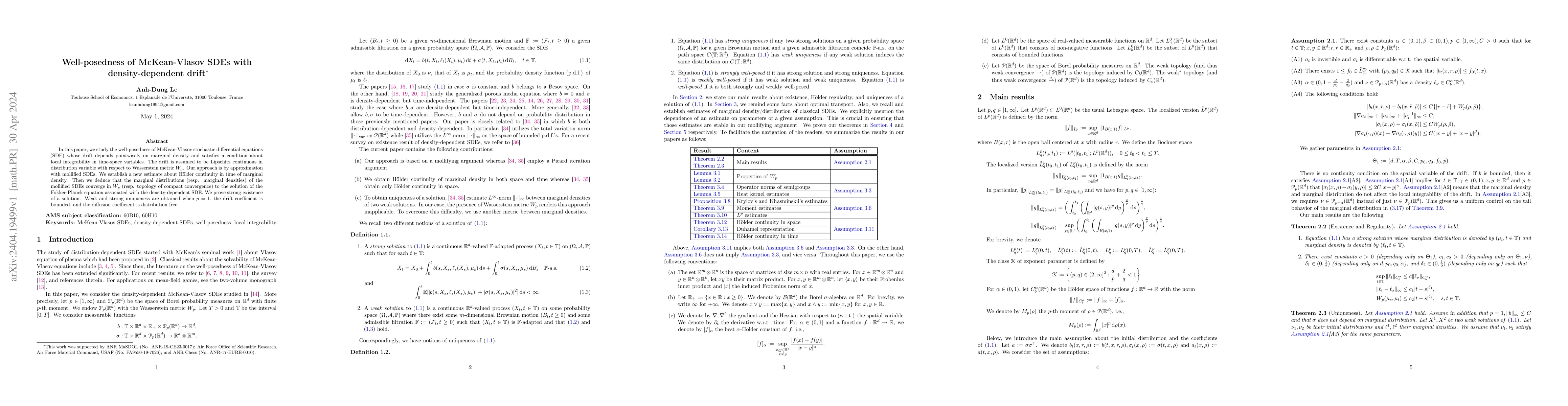Thumbnail for Well-posedness of McKean-Vlasov SDEs with density-dependent drift
