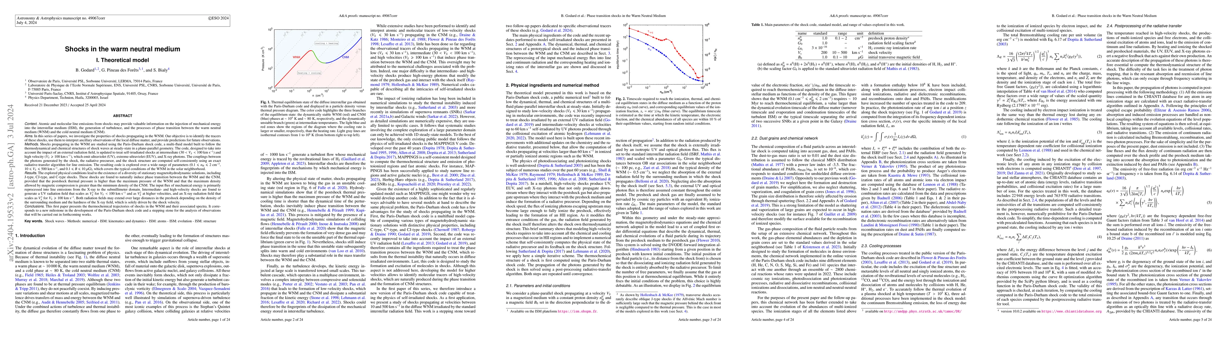 Thumbnail for Shocks in the warm neutral medium I -- Theoretical model