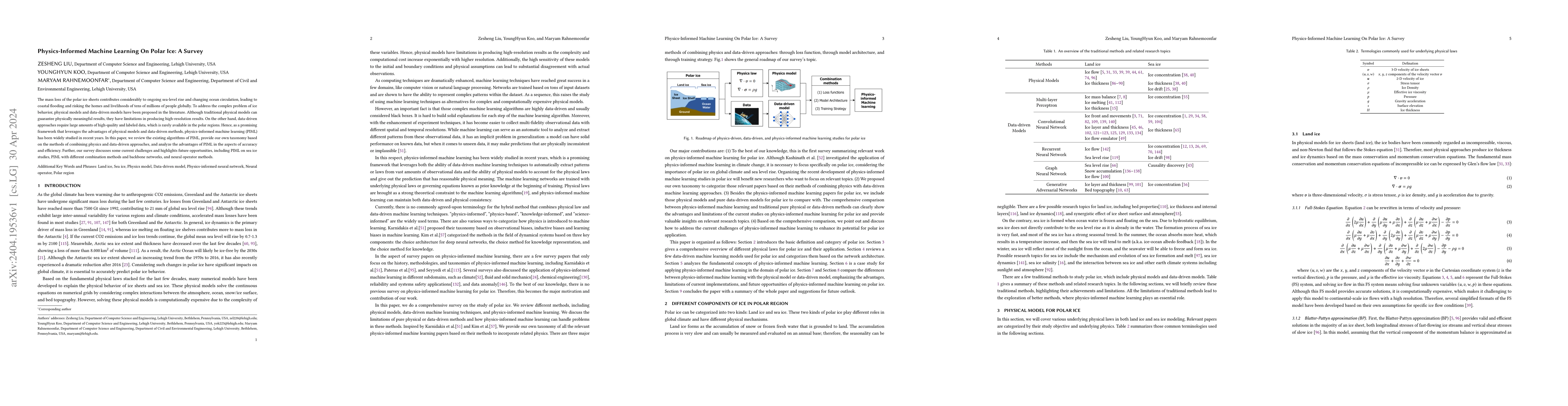 Thumbnail for Physics-Informed Machine Learning On Polar Ice: A Survey