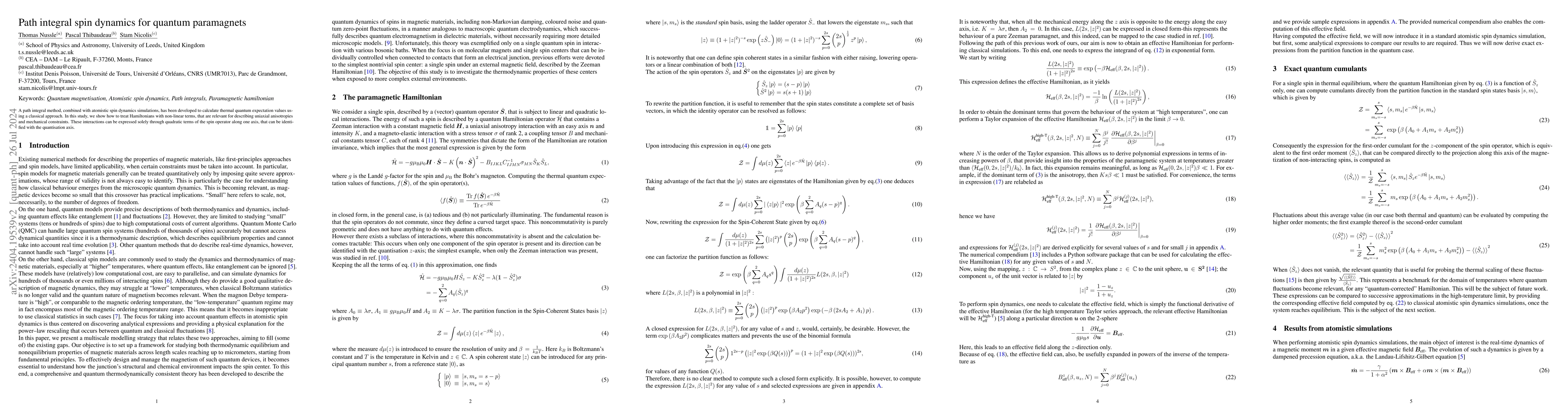 Thumbnail for Path integral spin dynamics for quantum paramagnets
