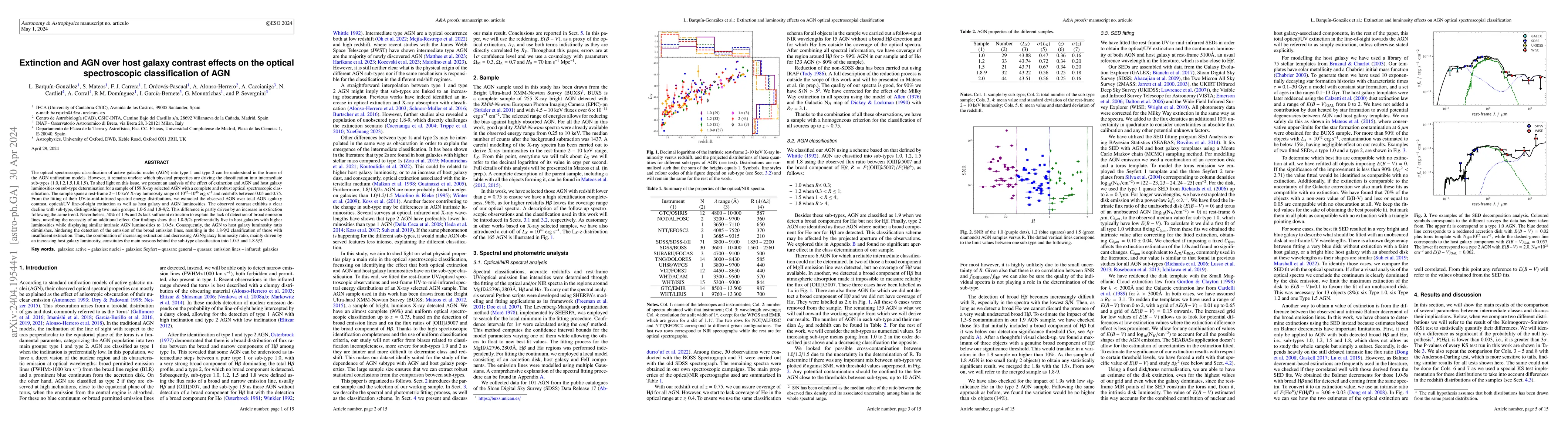 Thumbnail for Extinction and AGN over host galaxy contrast effects on the optical
  spectroscopic classification of AGN