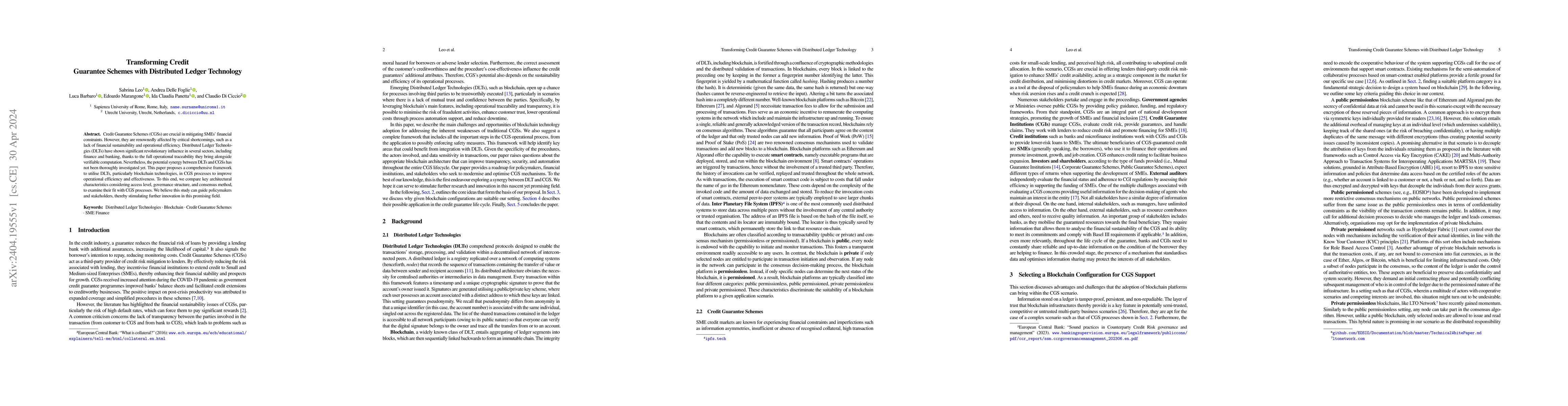 Thumbnail for Transforming Credit Guarantee Schemes with Distributed Ledger Technology