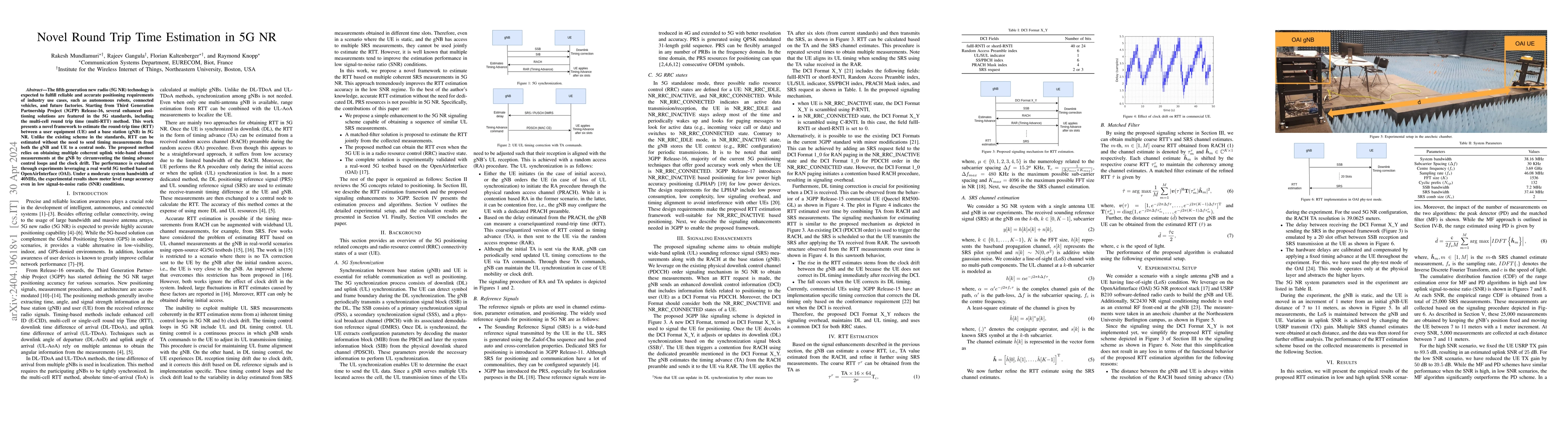 Thumbnail for Novel Round Trip Time Estimation in 5G NR