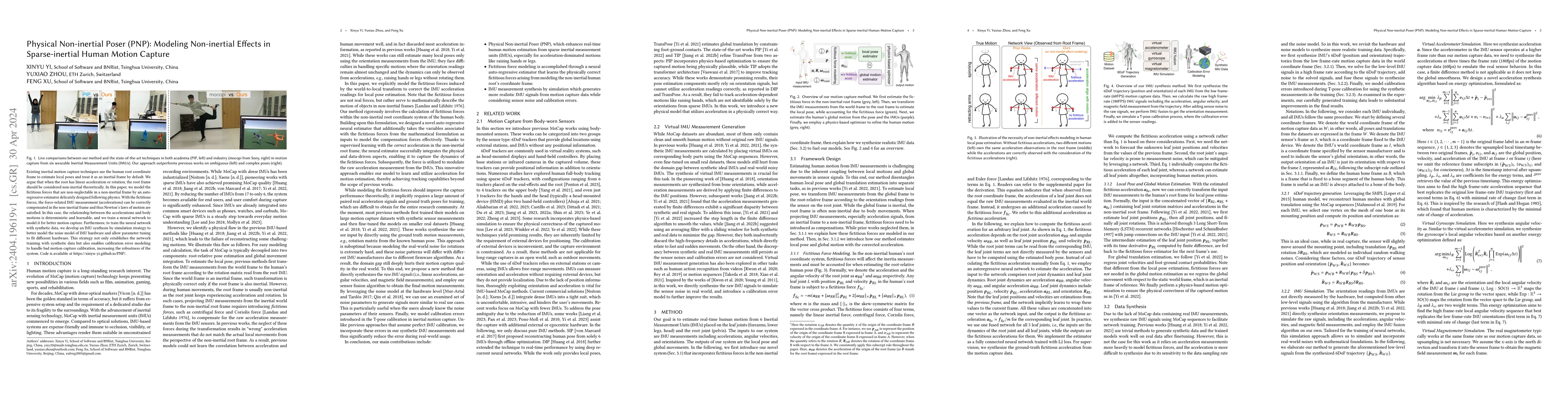 Thumbnail for Physical Non-inertial Poser (PNP): Modeling Non-inertial Effects in
  Sparse-inertial Human Motion Capture