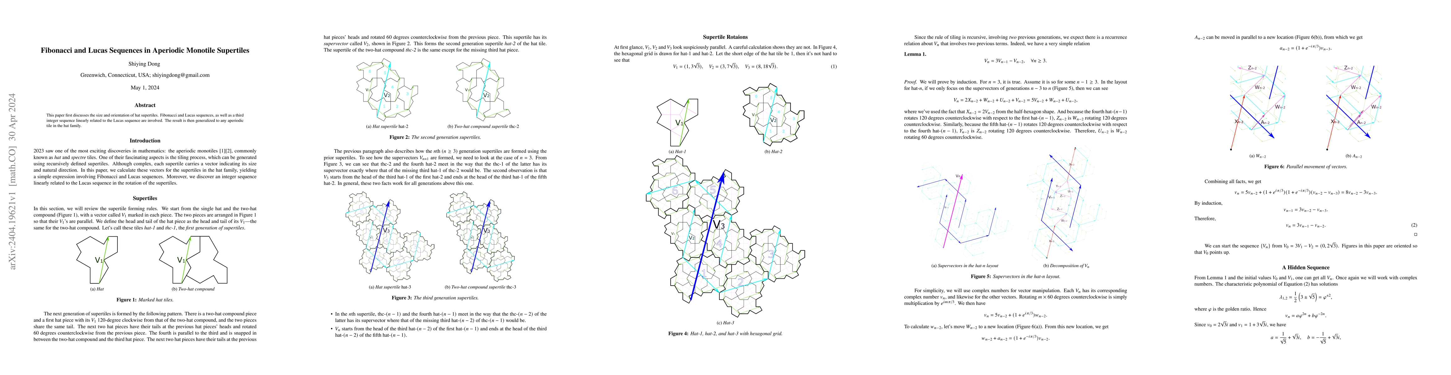 Thumbnail for Fibonacci and Lucas Sequences in Aperiodic Monotile Supertiles