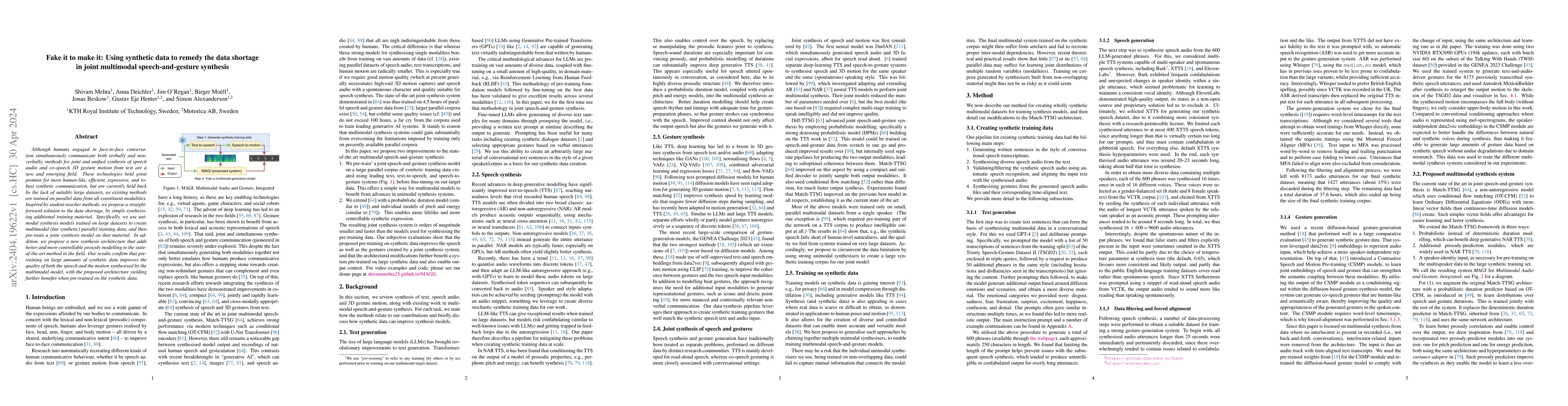 Thumbnail for Fake it to make it: Using synthetic data to remedy the data shortage in
  joint multimodal speech-and-gesture synthesis