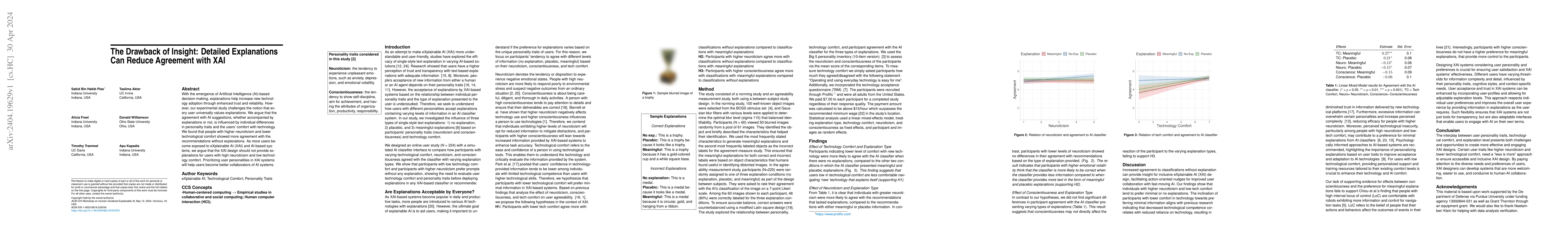 Thumbnail for The Drawback of Insight: Detailed Explanations Can Reduce Agreement with
  XAI