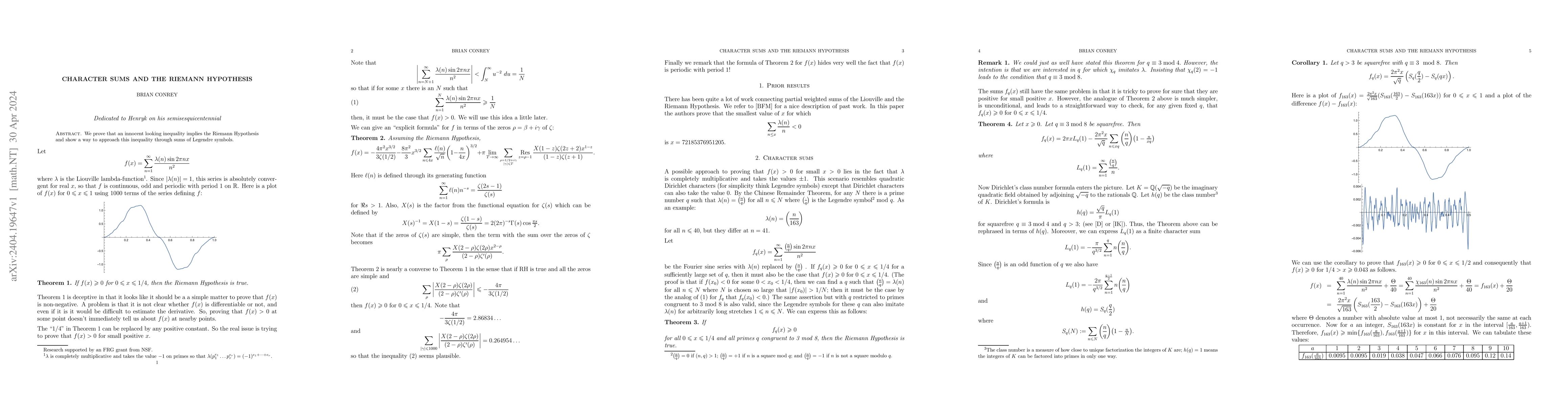 Thumbnail for Character Sums and the Riemann Hypothesis
