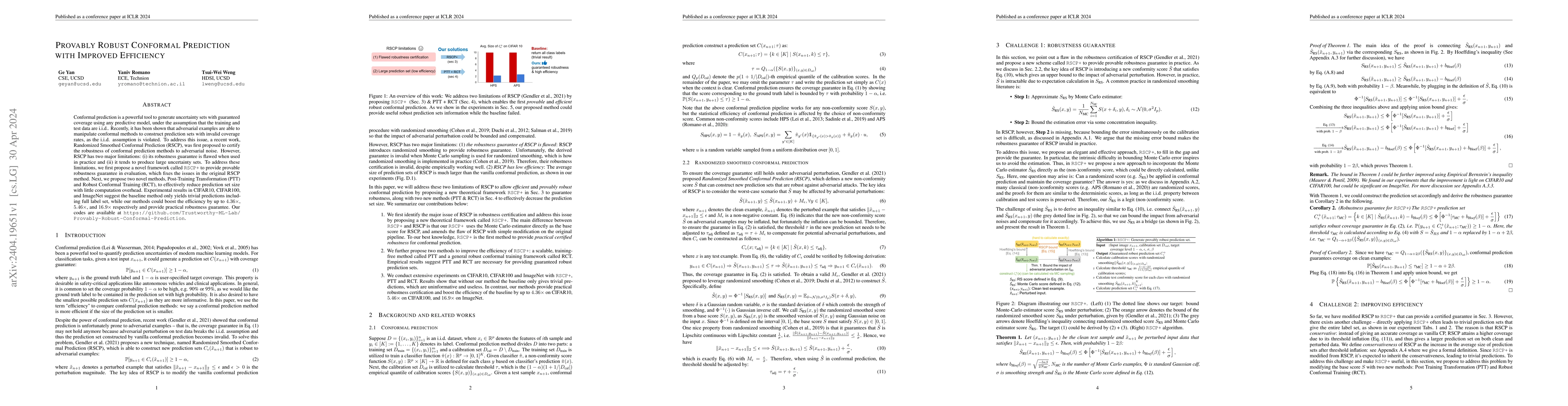 Thumbnail for Provably Robust Conformal Prediction with Improved Efficiency