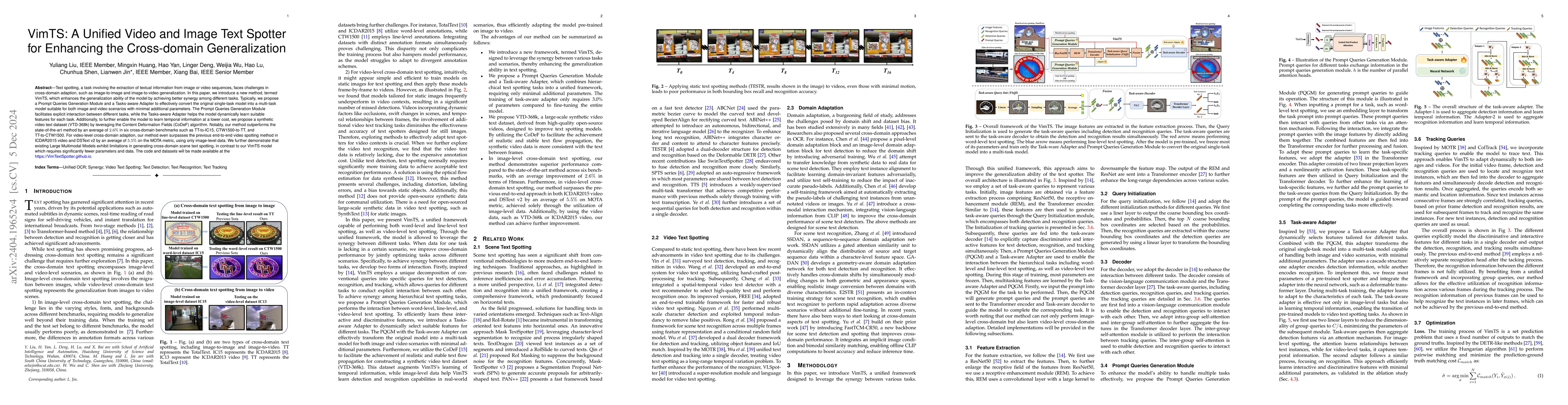 Thumbnail for VimTS: A Unified Video and Image Text Spotter for Enhancing the
  Cross-domain Generalization