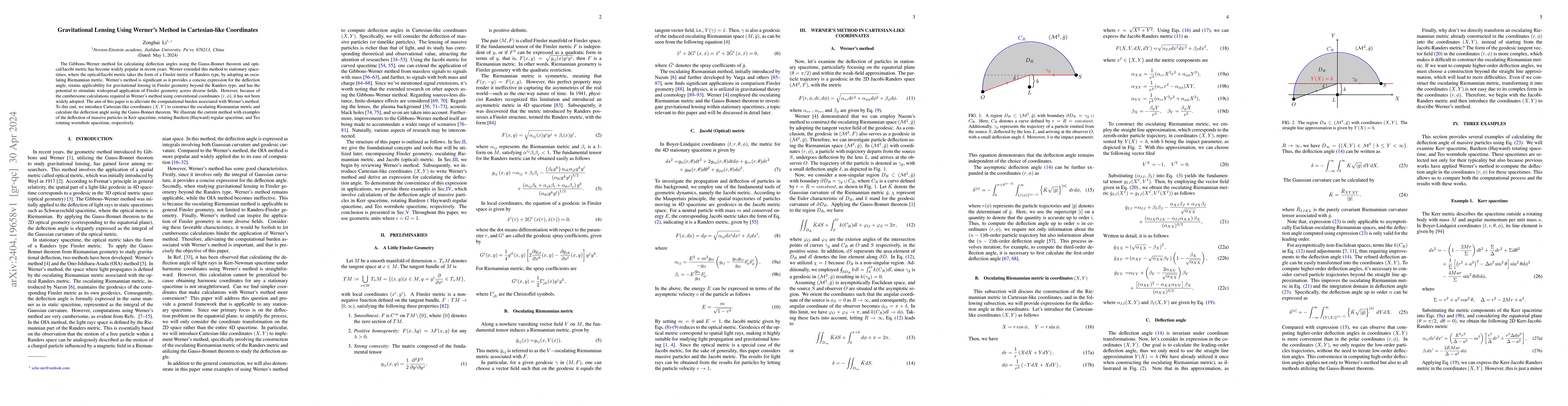 Thumbnail for Gravitational Lensing Using Werner's Method in Cartesian-like
  Coordinates