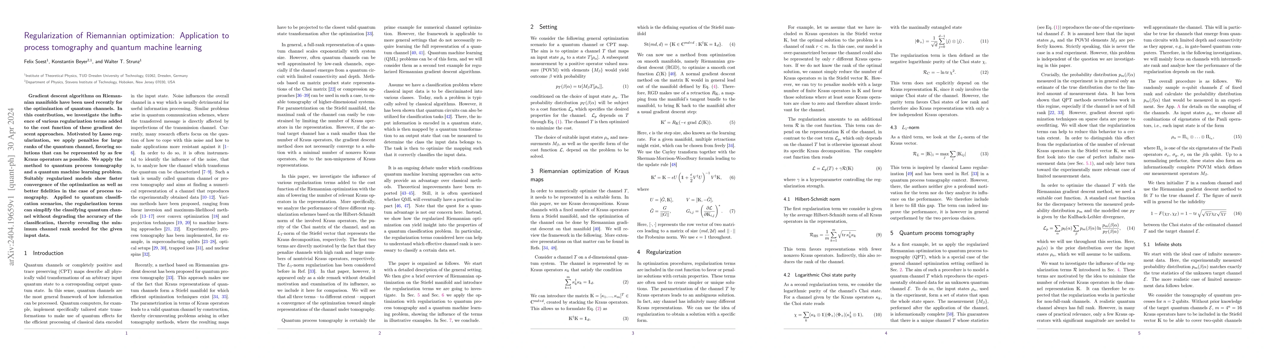 Thumbnail for Regularization of Riemannian optimization: Application to process
  tomography and quantum machine learning
