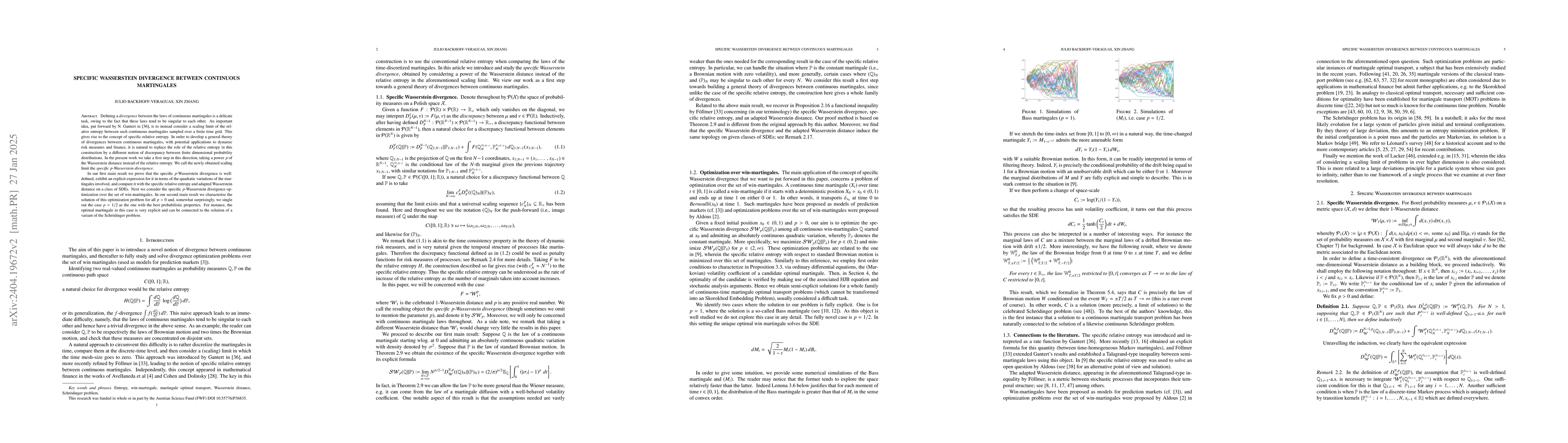 Thumbnail for Specific Wasserstein divergence between continuous martingales