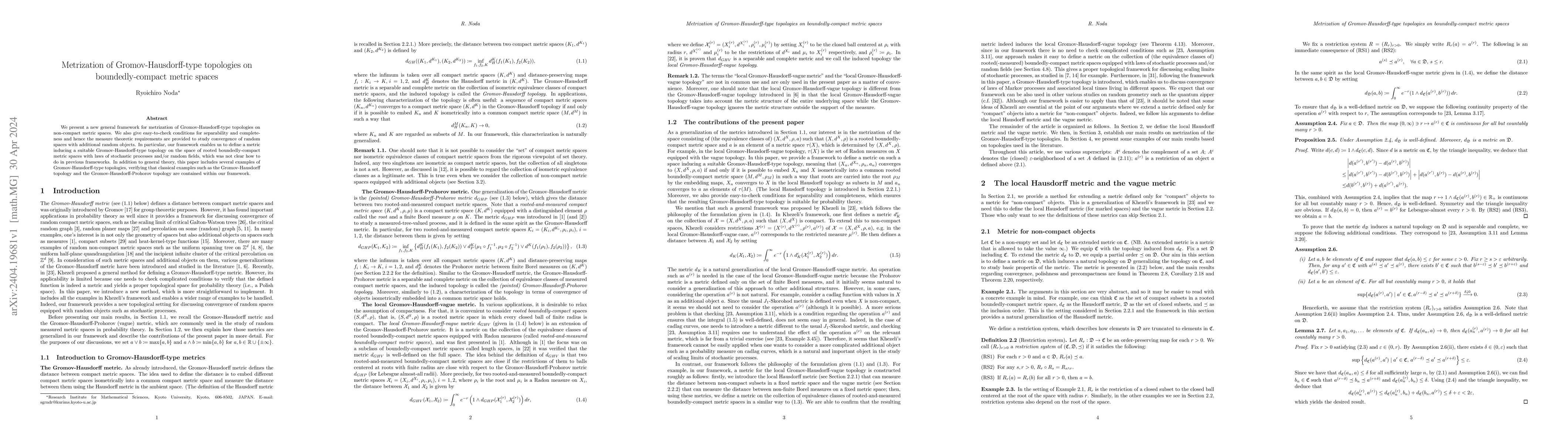Thumbnail for Metrization of Gromov-Hausdorff-type topologies on boundedly-compact
  metric spaces