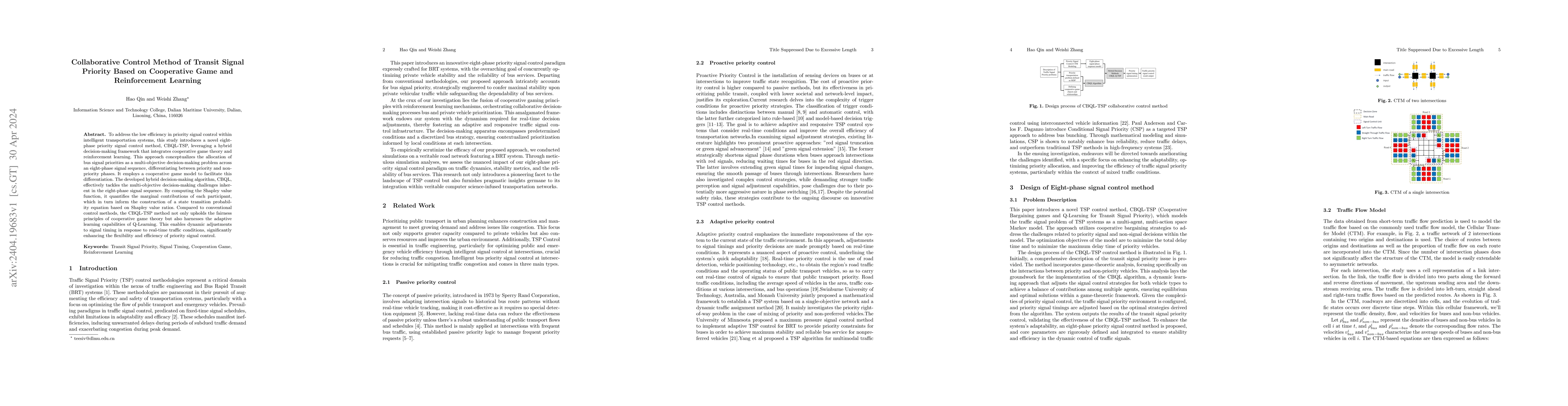 Thumbnail for Collaborative Control Method of Transit Signal Priority Based on
  Cooperative Game and Reinforcement Learning