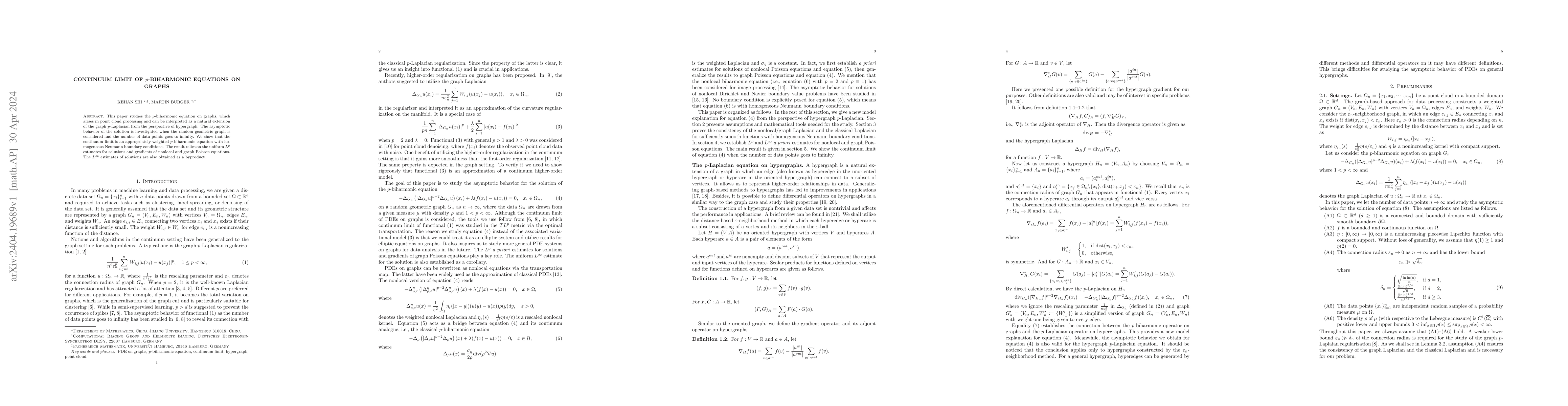 Thumbnail for Continuum limit of $p$-biharmonic equations on graphs