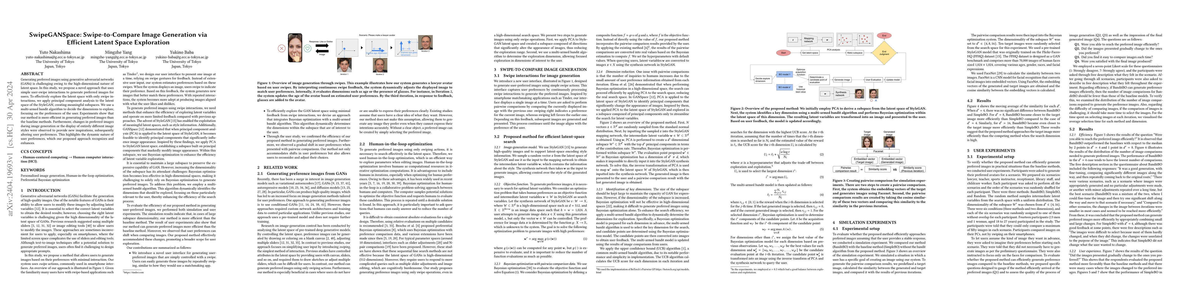 Thumbnail for SwipeGANSpace: Swipe-to-Compare Image Generation via Efficient Latent
  Space Exploration
