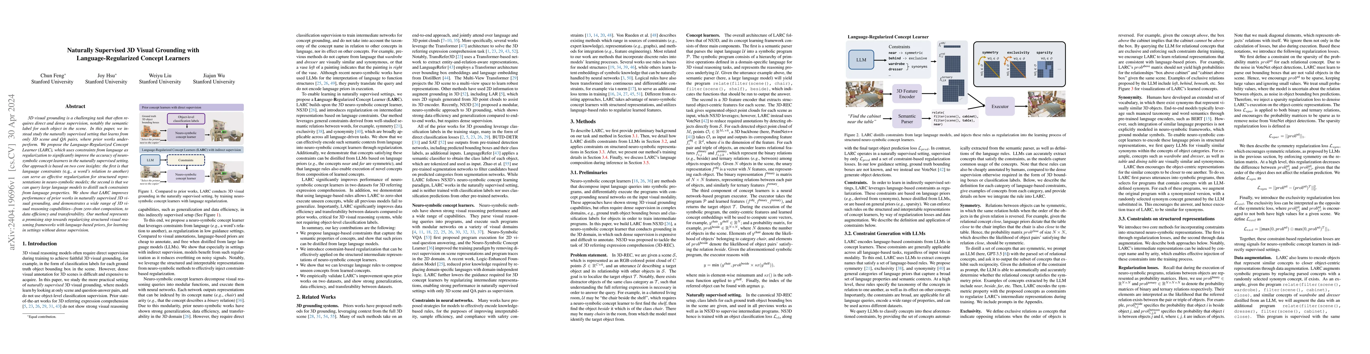 Thumbnail for Naturally Supervised 3D Visual Grounding with Language-Regularized
  Concept Learners