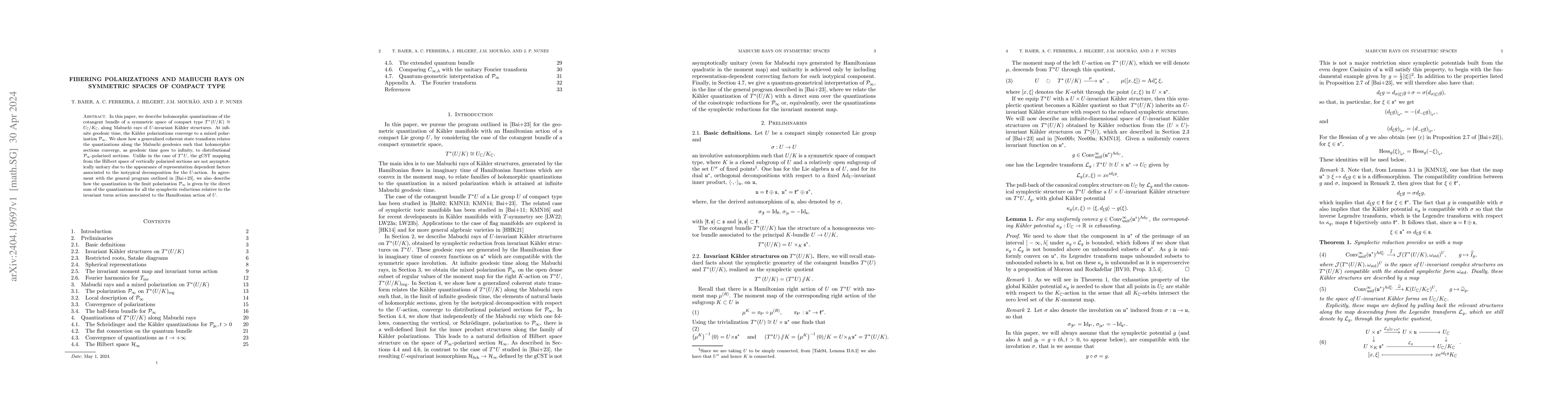 Thumbnail for Fibering polarizations and Mabuchi rays on symmetric spaces of compact
  type
