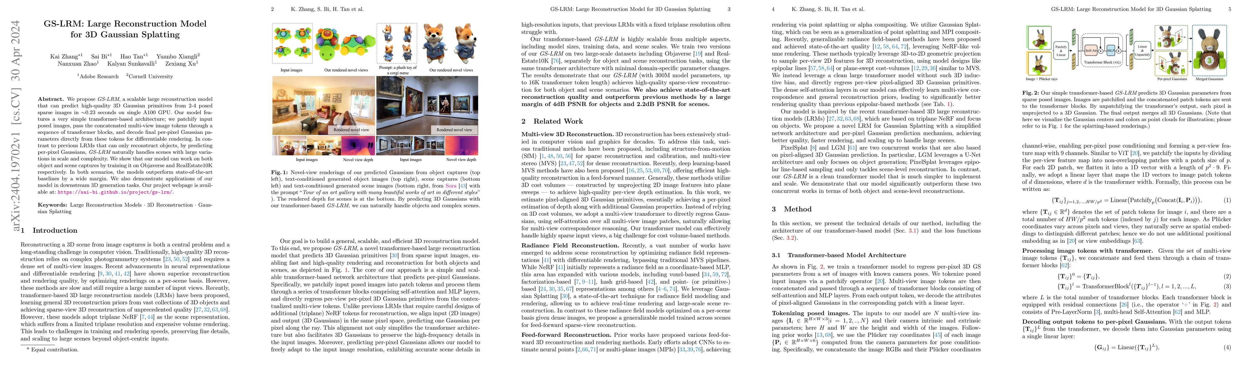 Thumbnail for GS-LRM: Large Reconstruction Model for 3D Gaussian Splatting