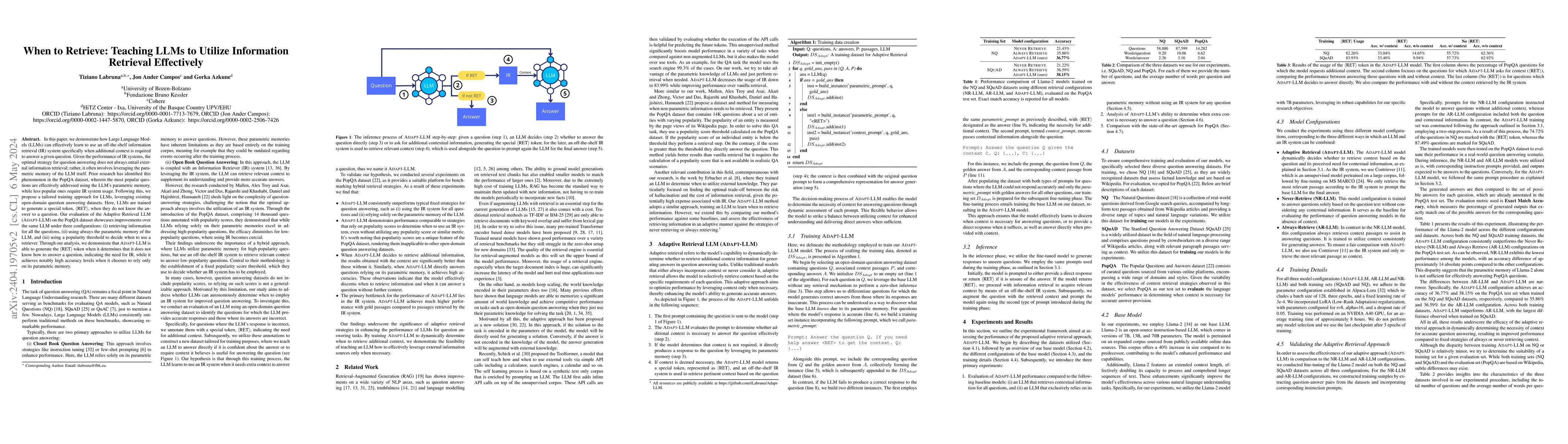 Thumbnail for When to Retrieve: Teaching LLMs to Utilize Information Retrieval
  Effectively