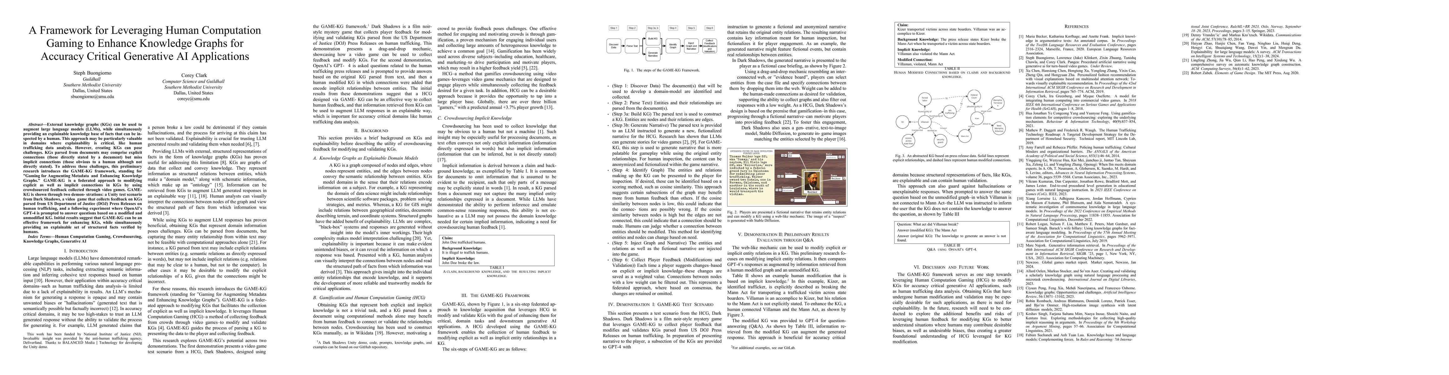 Thumbnail for A Framework for Leveraging Human Computation Gaming to Enhance Knowledge
  Graphs for Accuracy Critical Generative AI Applications