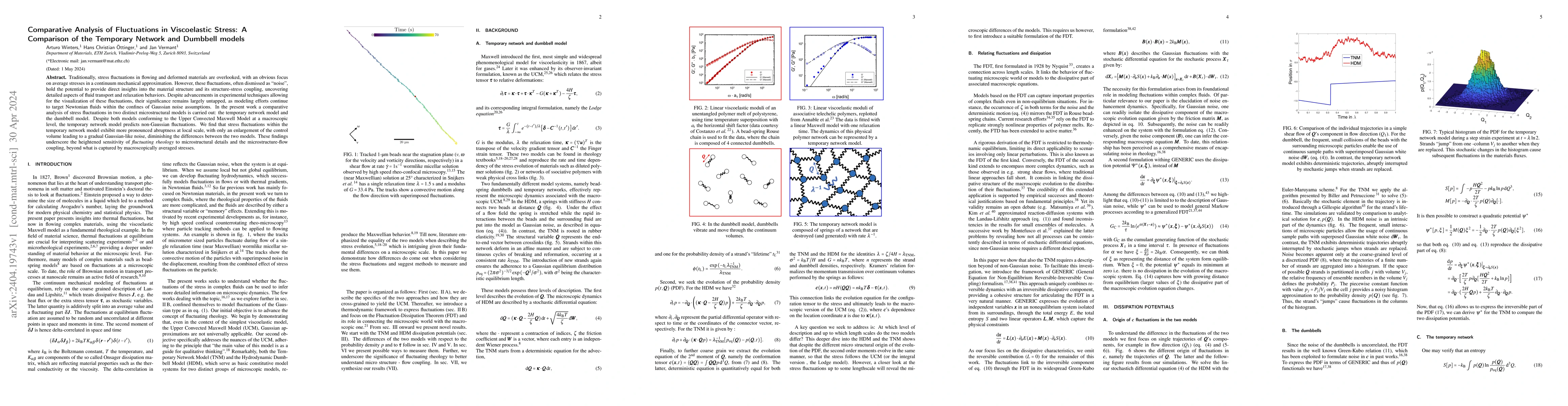 Thumbnail for Comparative Analysis of Fluctuations in Viscoelastic Stress: A
  Comparison of the Temporary Network and Dumbbell models