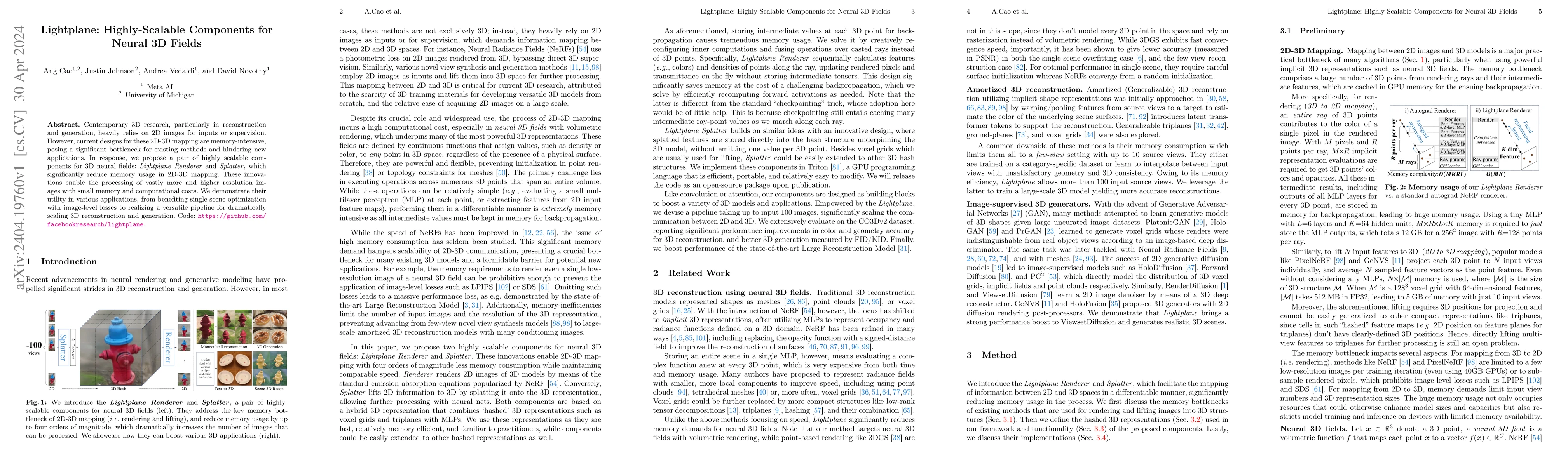 Thumbnail for Lightplane: Highly-Scalable Components for Neural 3D Fields