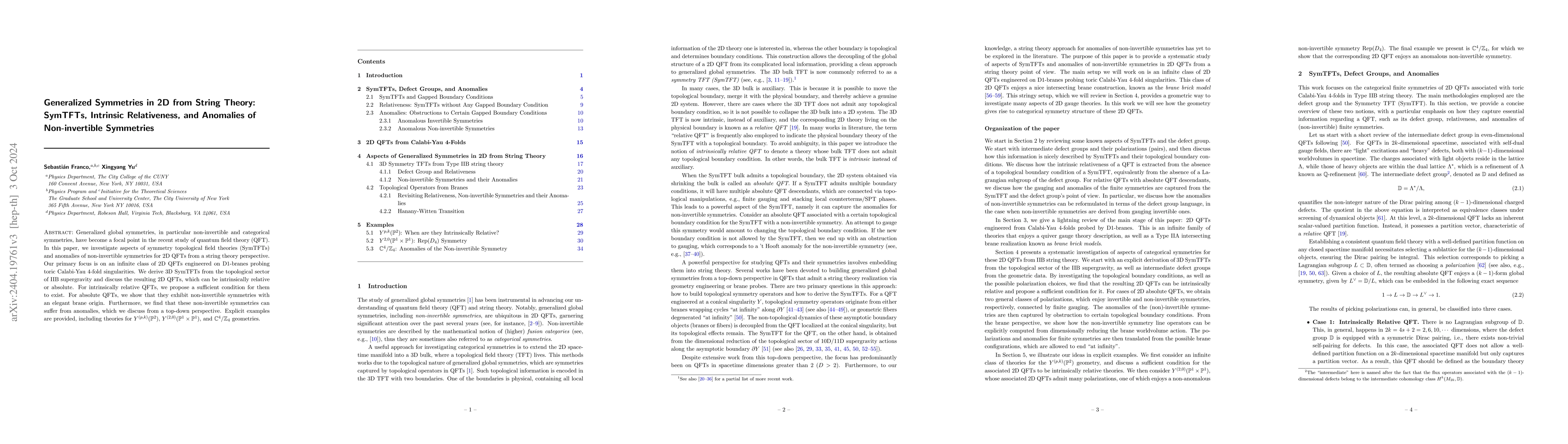 Thumbnail for Generalized Symmetries in 2D from String Theory: SymTFTs, Intrinsic
  Relativeness, and Anomalies of Non-invertible Symmetries