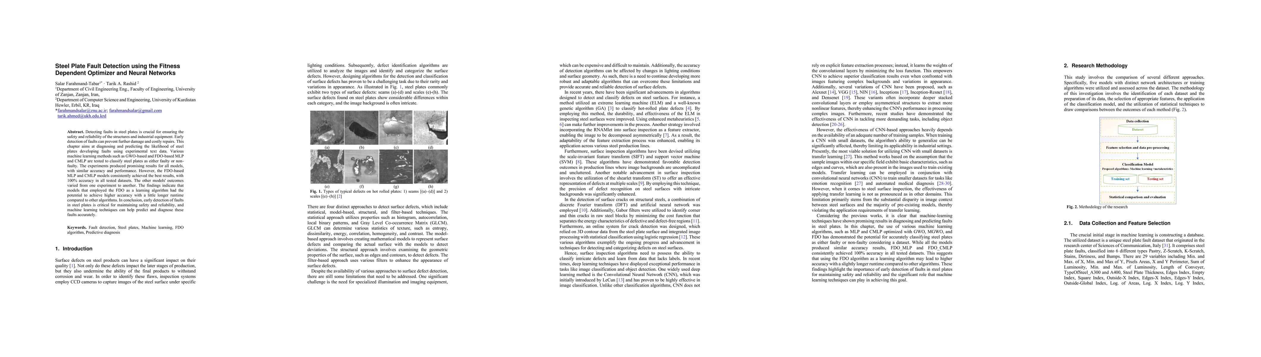 Thumbnail for Steel Plate Fault Detection using the Fitness Dependent Optimizer and
  Neural Networks