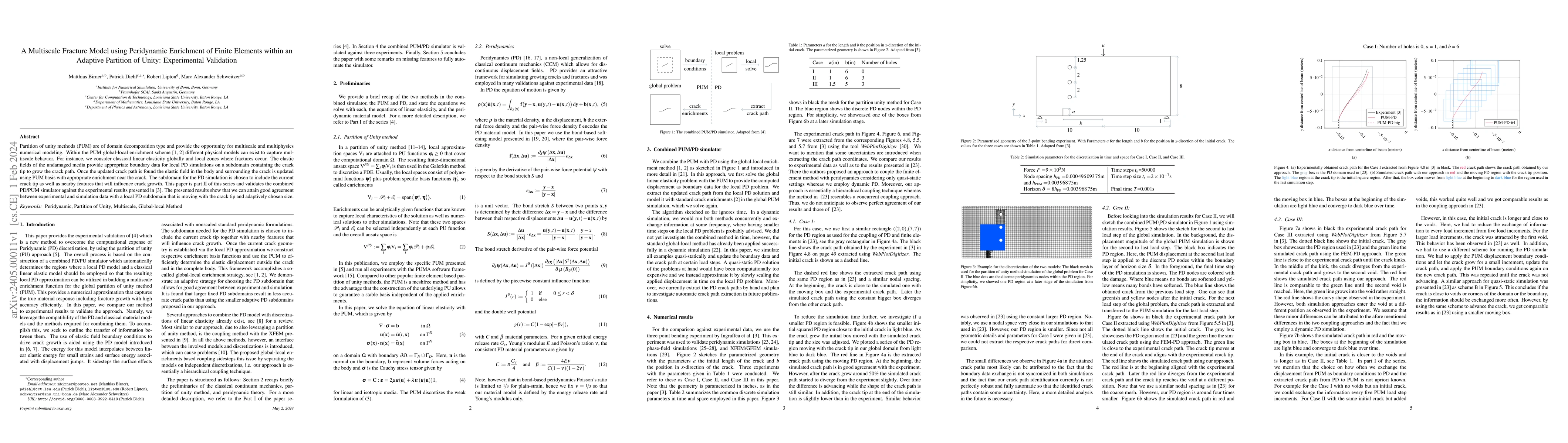 Thumbnail for A Multiscale Fracture Model using Peridynamic Enrichment of Finite
  Elements within an Adaptive Partition of Unity: Experimental Validation
