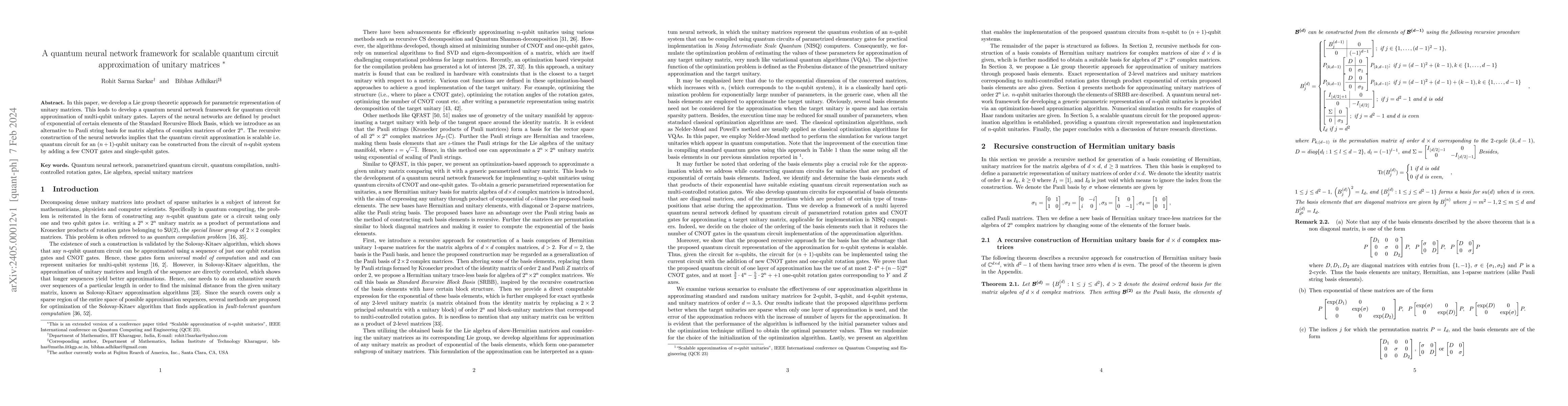 Thumbnail for A quantum neural network framework for scalable quantum circuit
  approximation of unitary matrices