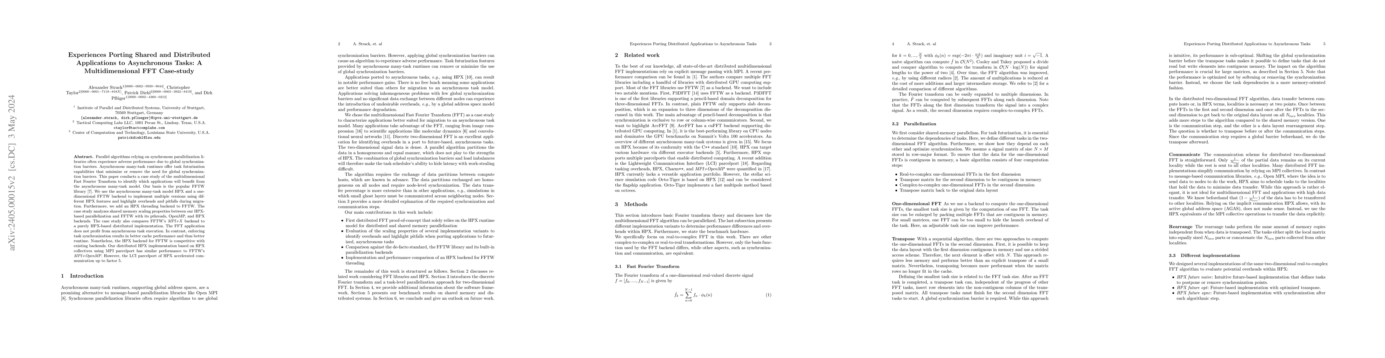 Thumbnail for Experiences Porting Distributed Applications to Asynchronous Tasks: A
  Multidimensional FFT Case-study