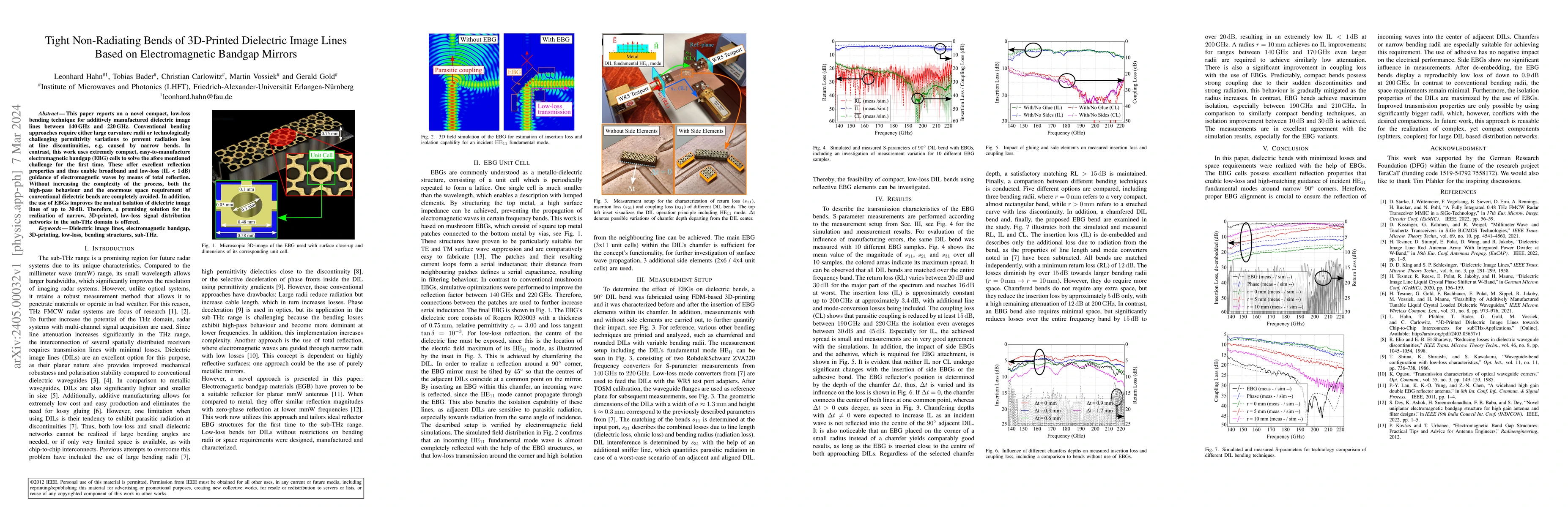 Thumbnail for Tight Non-Radiating Bends of 3D-Printed Dielectric Image Lines Based on
  Electromagnetic Bandgap Mirrors