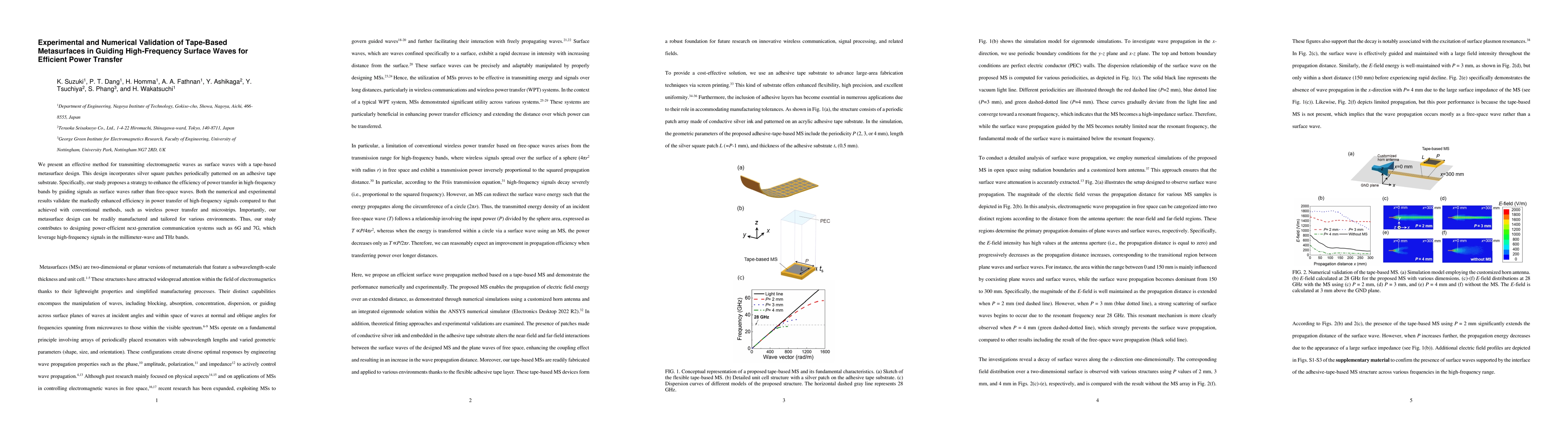 Thumbnail for Experimental and Numerical Validation of Tape-Based Metasurfaces in
  Guiding High-Frequency Surface Waves for Efficient Power Transfer