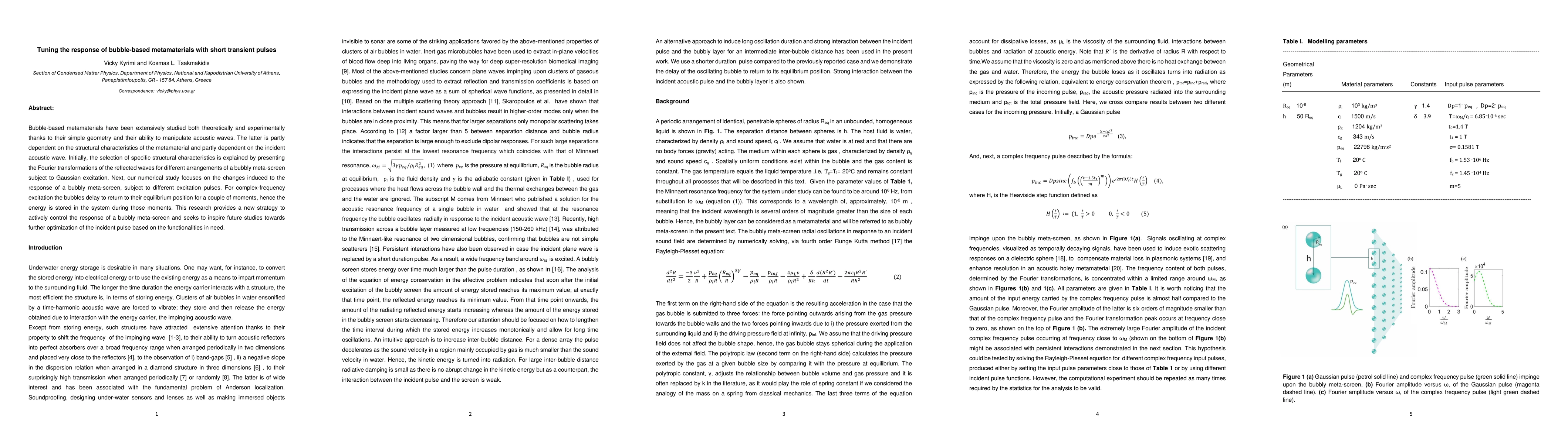 Thumbnail for Tuning the response of bubble-based metamaterials with short transient
  pulses