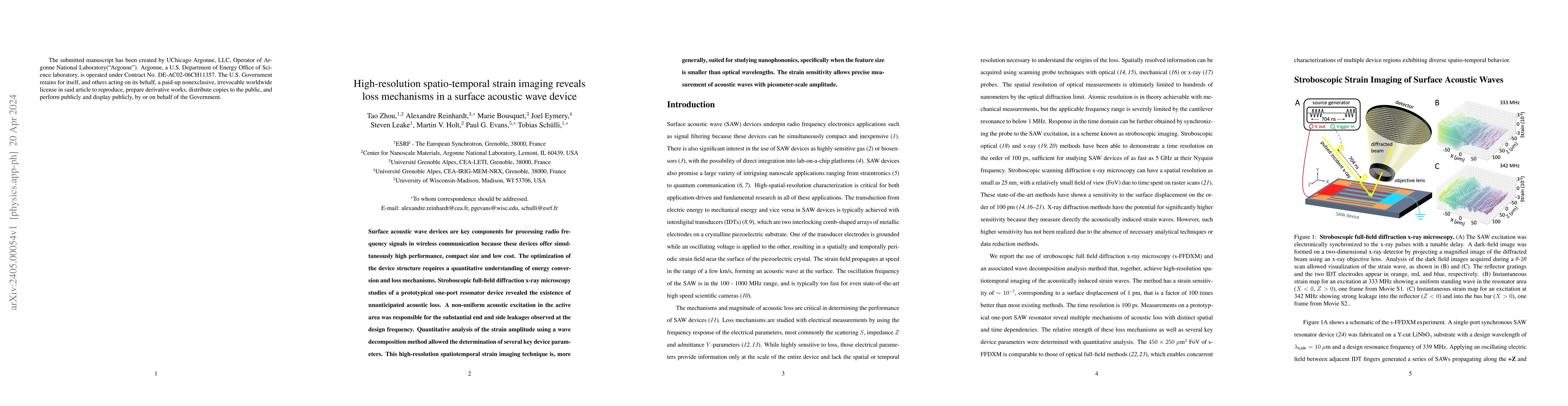 Thumbnail for High-resolution spatio-temporal strain imaging reveals loss mechanisms
  in a surface acoustic wave device