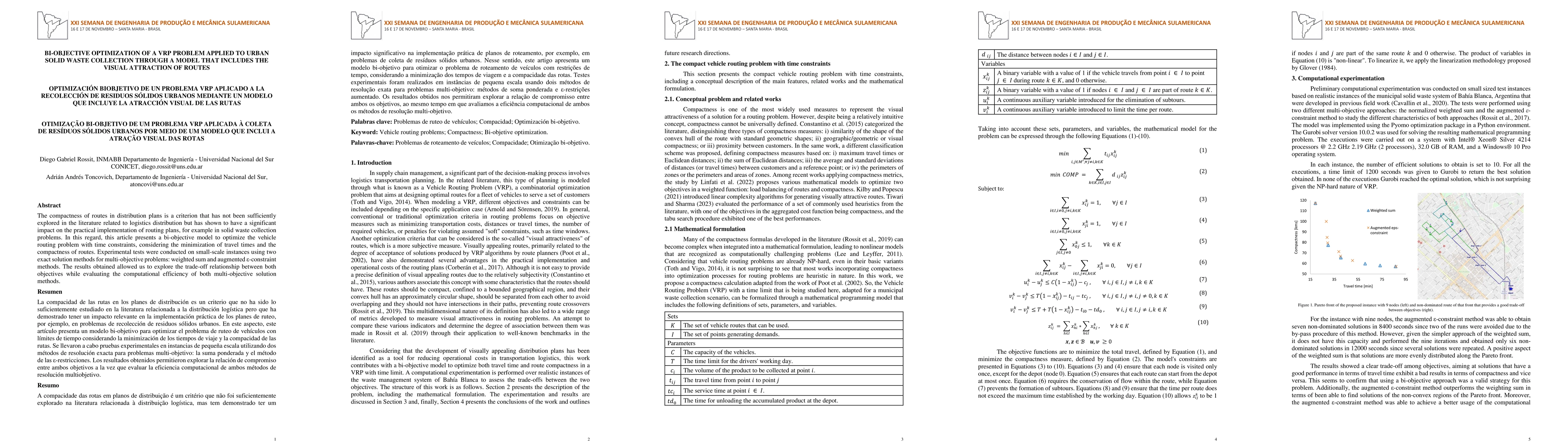 Thumbnail for Bi-objective optimization of a VRP problem applied to urban solid waste
  collection through a model that includes the visual attraction of routes
