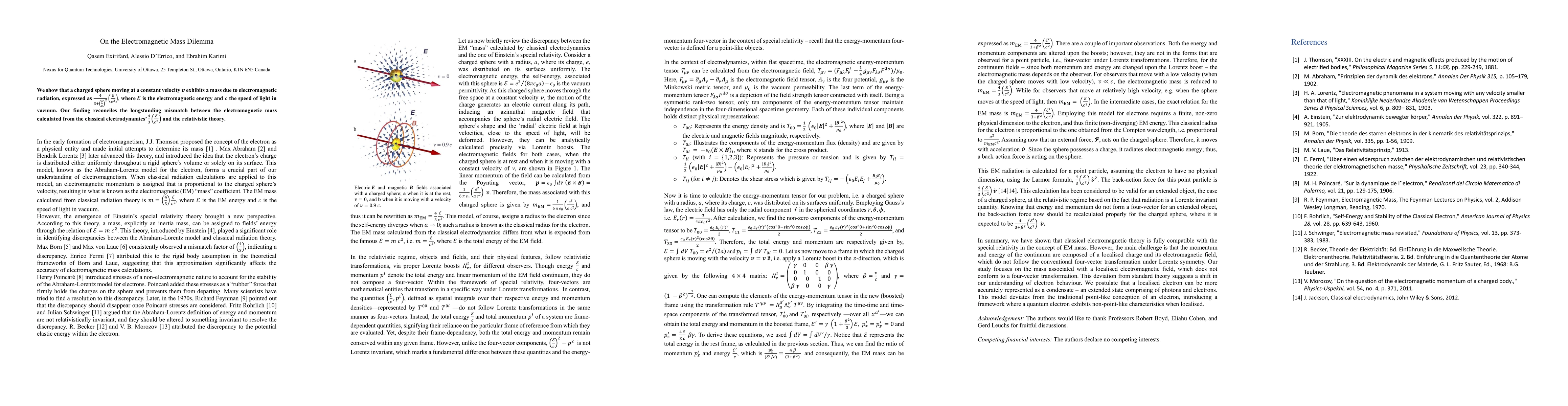 Thumbnail for On the Electromagnetic Mass Dilemma