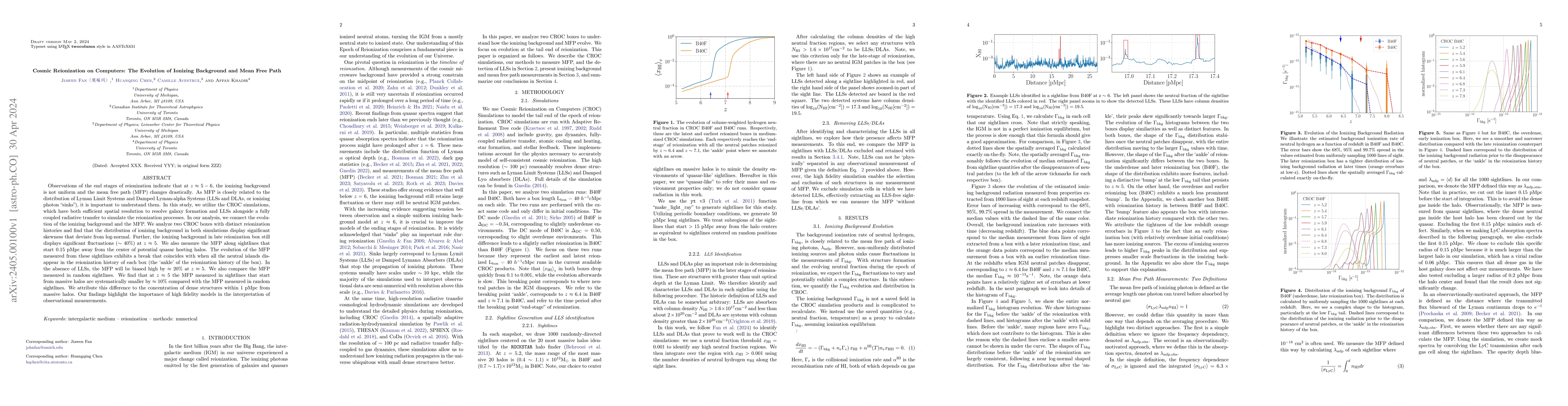 Thumbnail for Cosmic Reionization on Computers: The Evolution of Ionizing Background
  and Mean Free Path