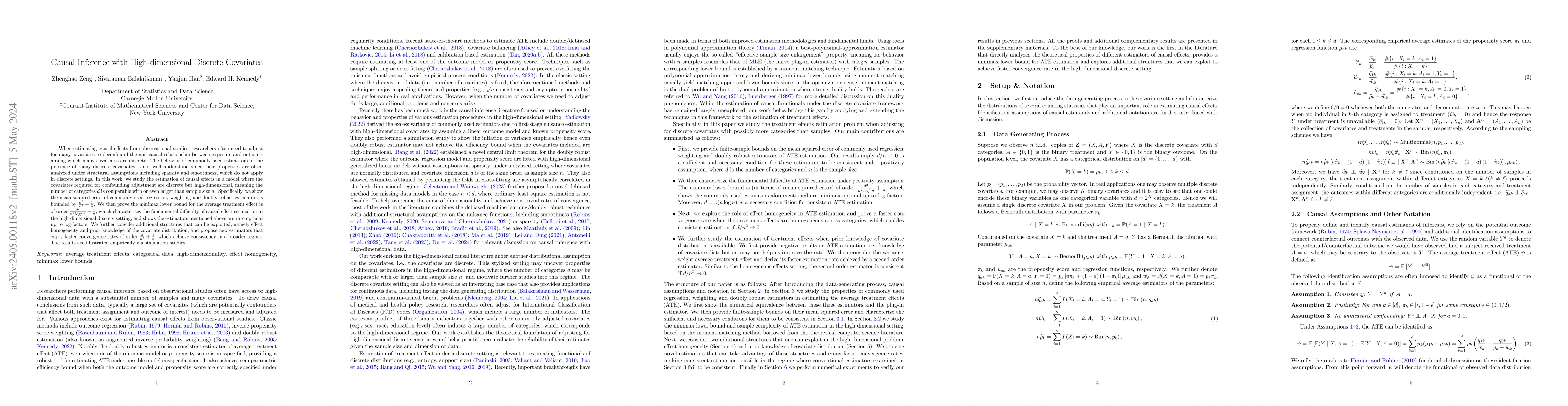 Thumbnail for Causal Inference with High-dimensional Discrete Covariates