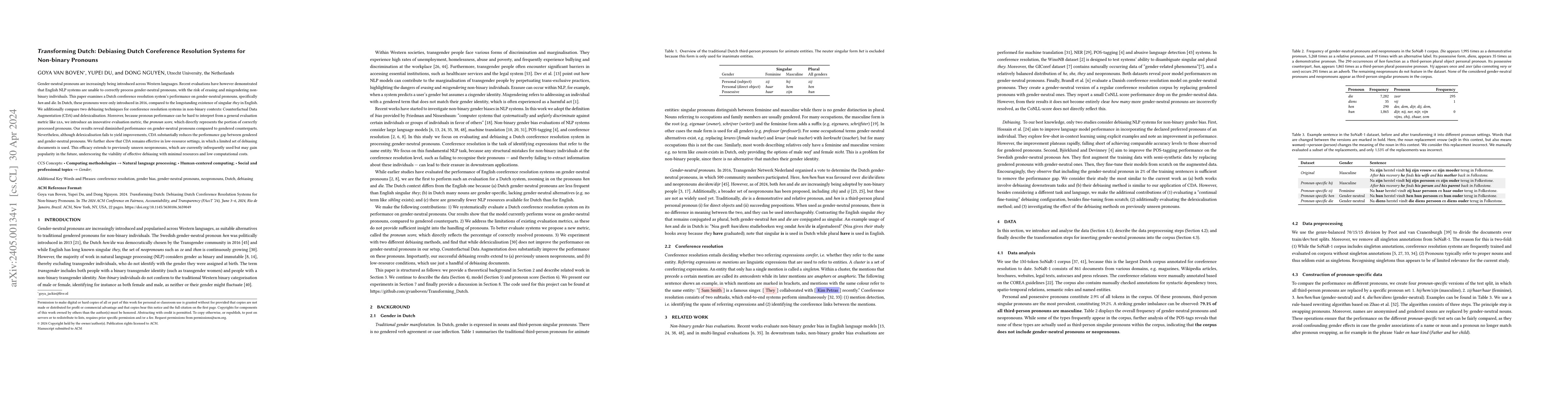 Thumbnail for Transforming Dutch: Debiasing Dutch Coreference Resolution Systems for
  Non-binary Pronouns
