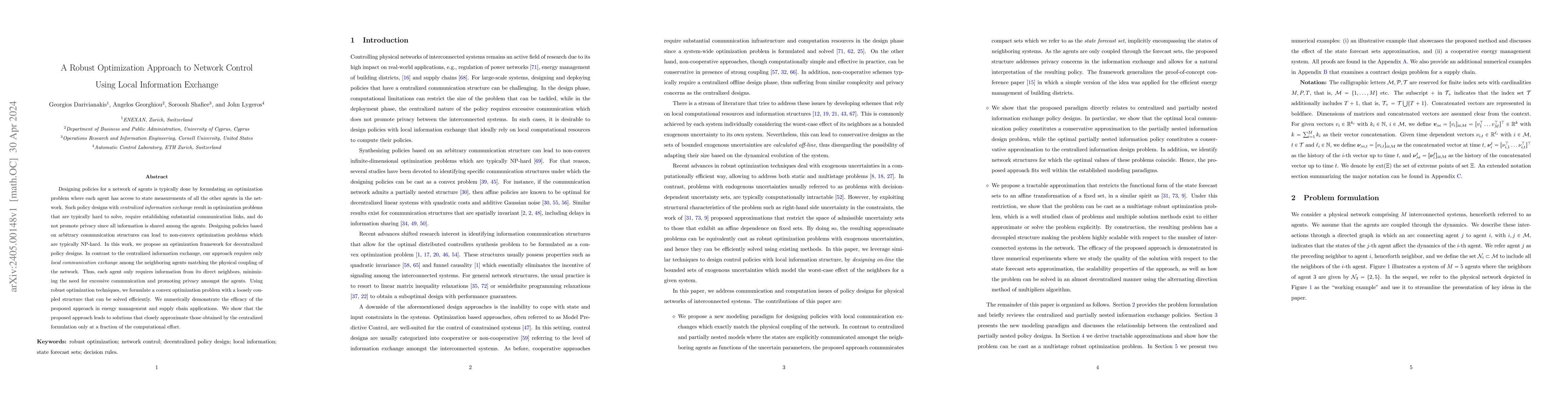 Thumbnail for A Robust Optimization Approach to Network Control Using Local
  Information Exchange