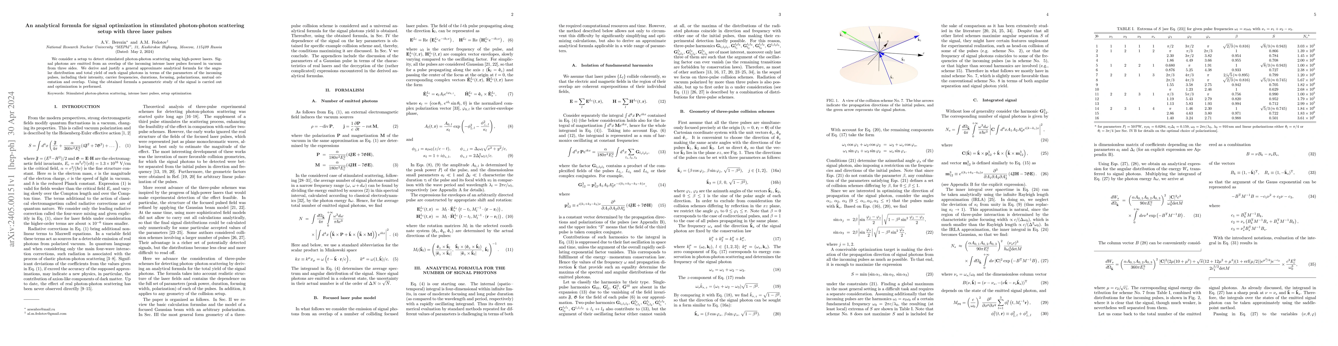 Thumbnail for An analytical formula for signal optimization in stimulated
  photon-photon scattering setup with three laser pulses