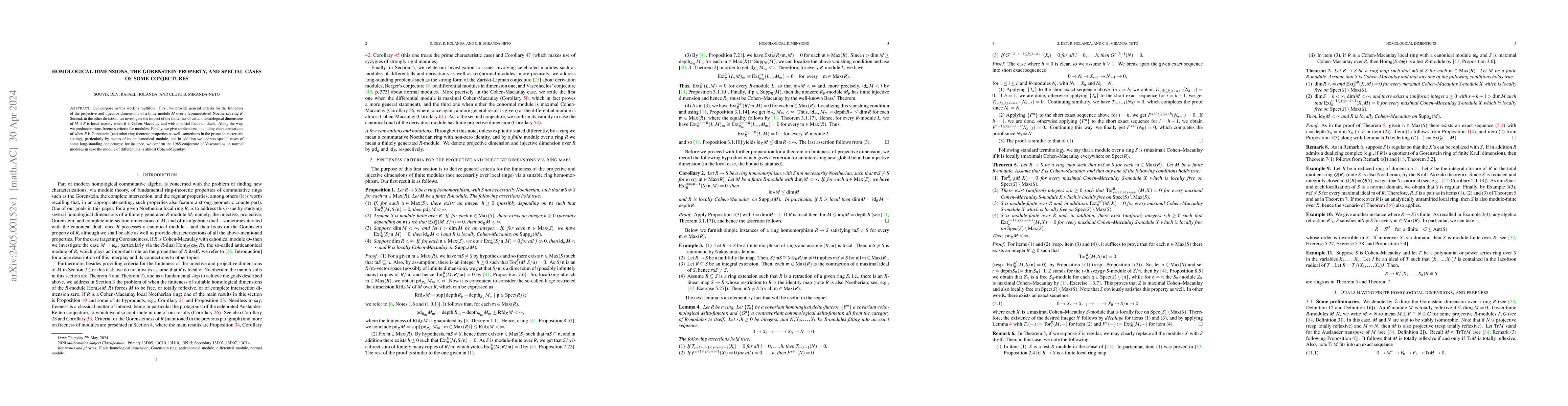 Thumbnail for Homological dimensions, the Gorenstein property, and special cases of
  some conjectures