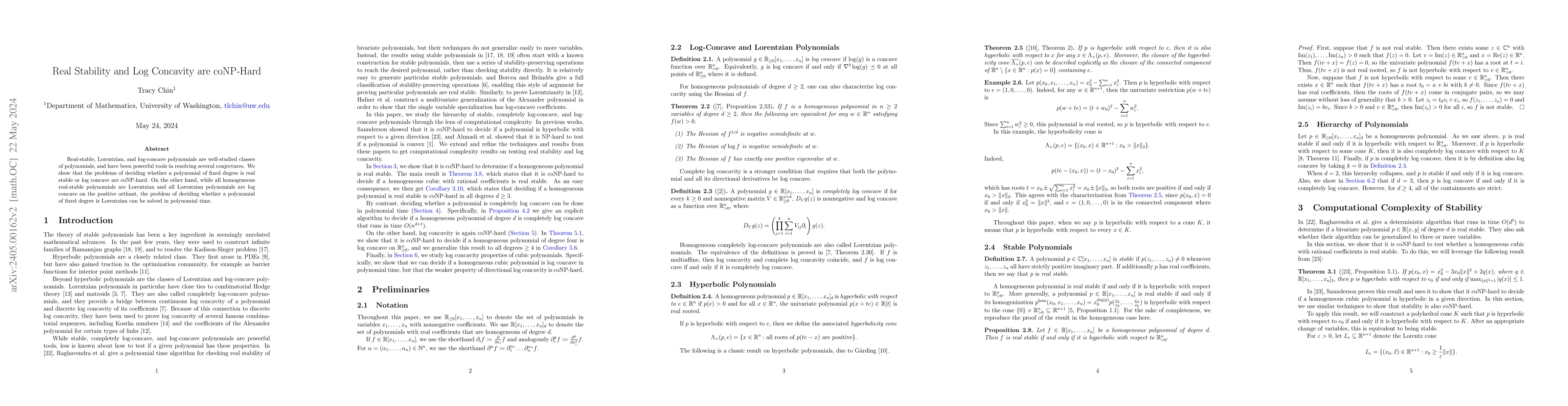 Thumbnail for Real Stability and Log Concavity are coNP-Hard